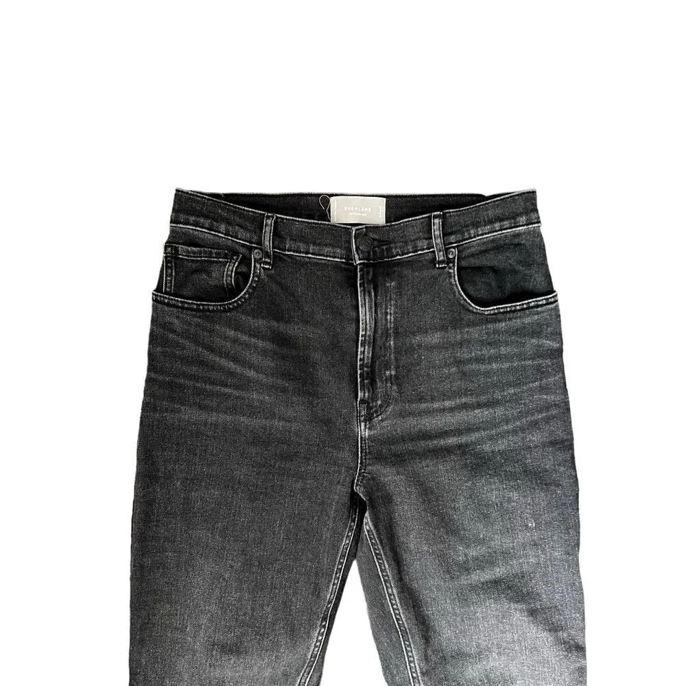 Everlane The Cheeky High Rise Straight Leg Washed Black Raw Hem Jeans Size 31 - Image 2