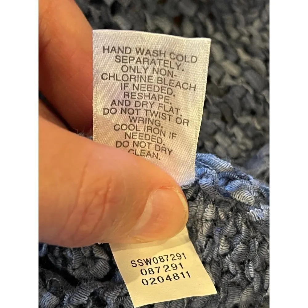 J. Jill Pure Jill Blue Indigo Open Stitch Cotton Blend Pullover Sweater Size XS - Image 12