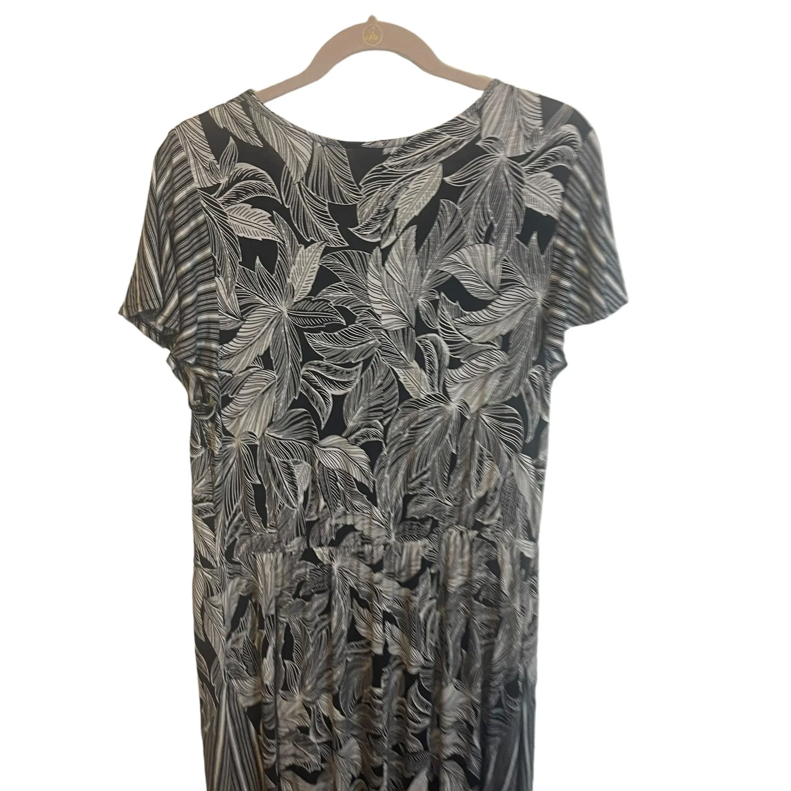 Lane‎ Bryant Plus Size 14/16 Black White Leaves Maxi Dress - Image 6