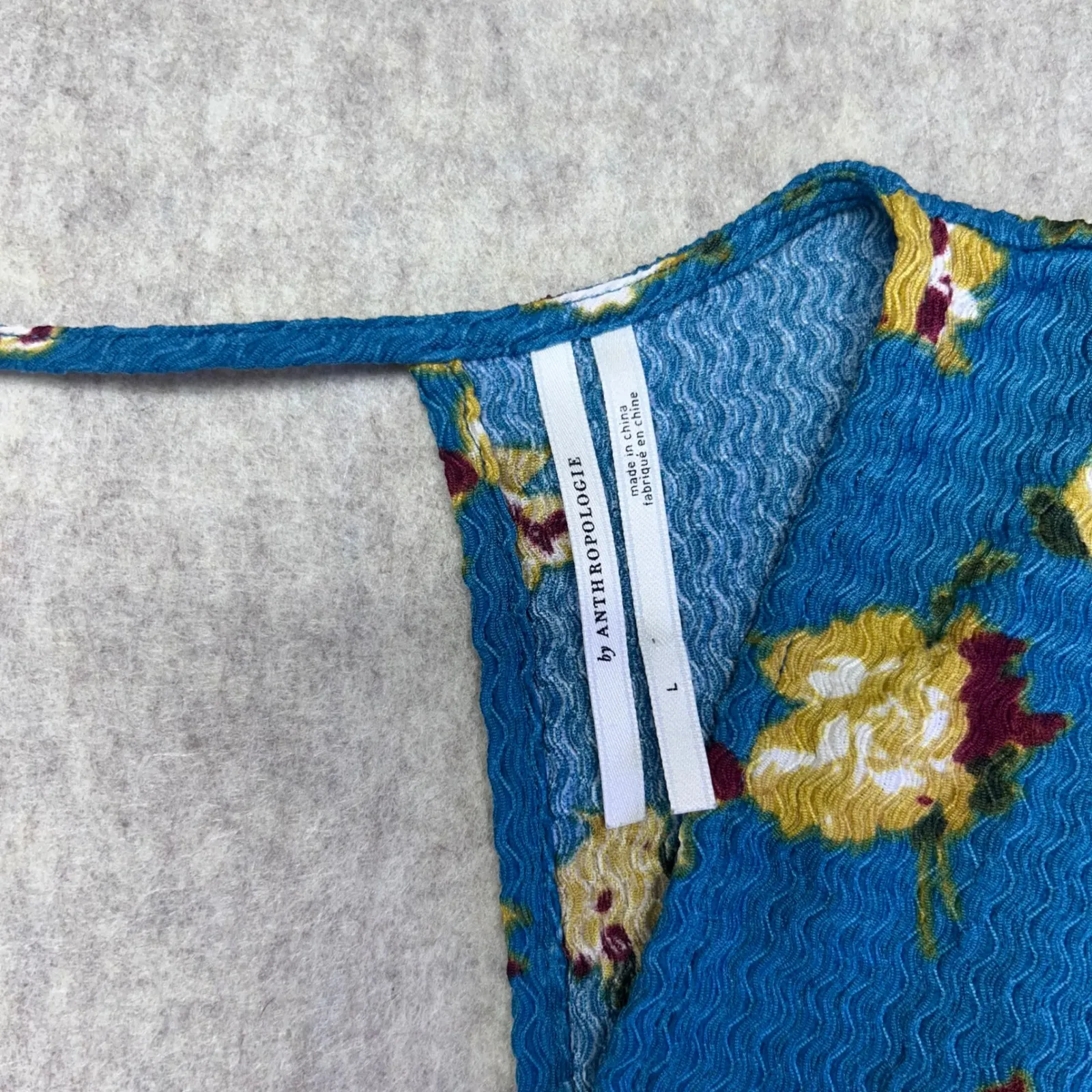 Anthropologie Floral Ruffle Sleeve V Neck Mini Sleep Babydoll Dress Size L Boho - Image 3