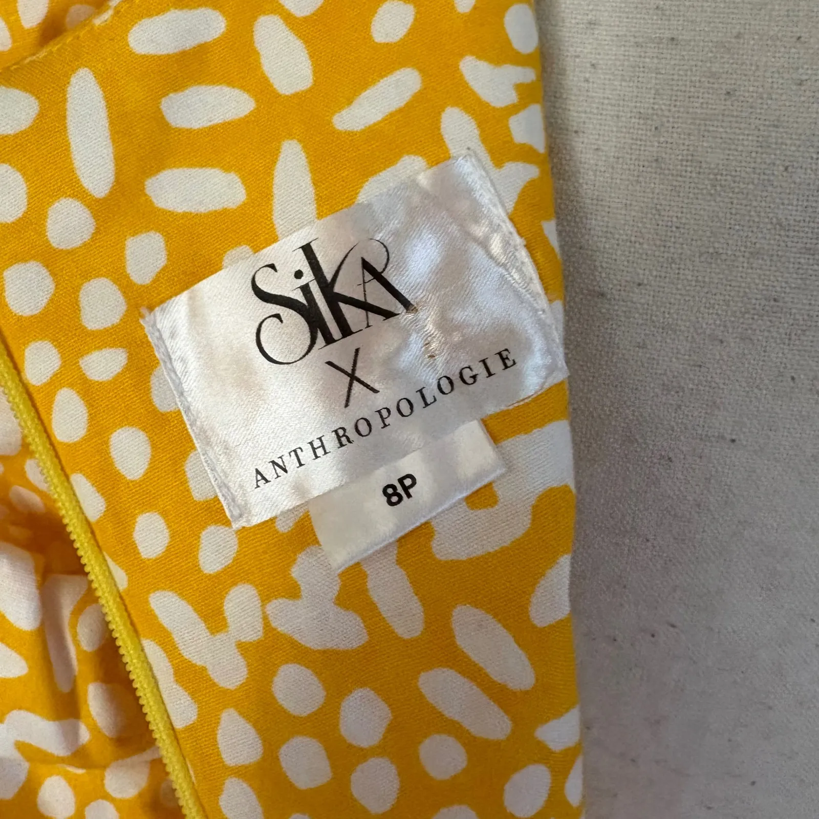 SIKA ANTHROPOLOGIE Marigold Ruffled Maxi Dress Spot Size 8P Yellow - Image 8