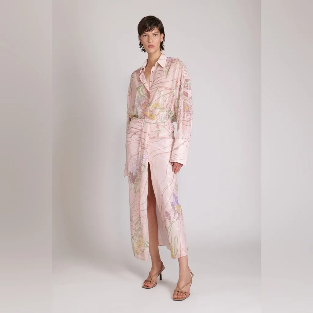 SABINA MUSAYEV Alexis Long Sleeve Top, Blush Print, XS Pink - Image 2