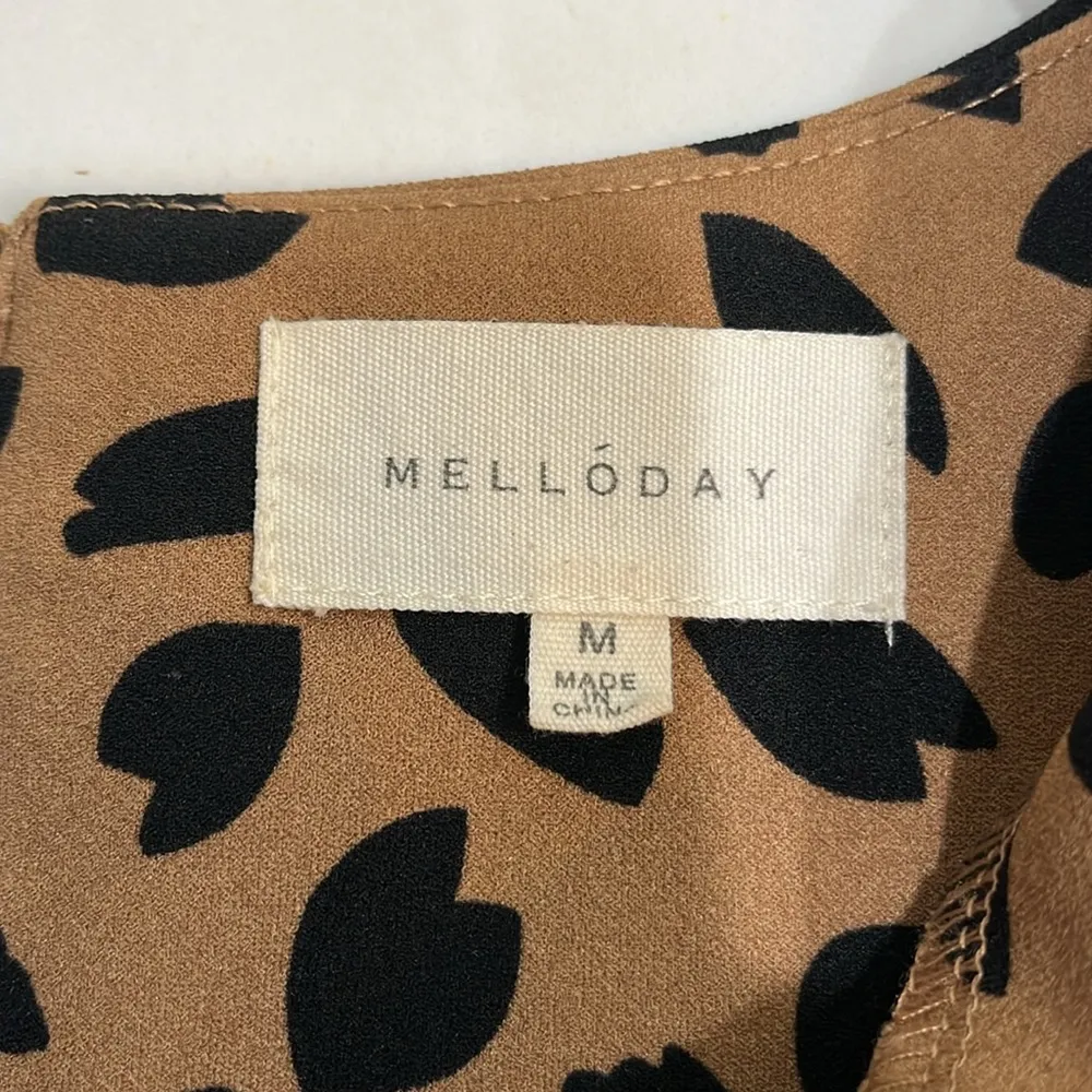 Melloday brown/black 3/4 sleeve scoop neck blouse - Image 4