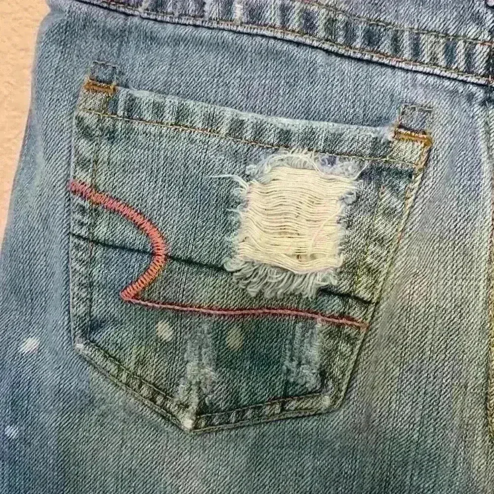 American Eagle denim mini skirt sz 27 fall western concert winter y2k distressed - Image 5