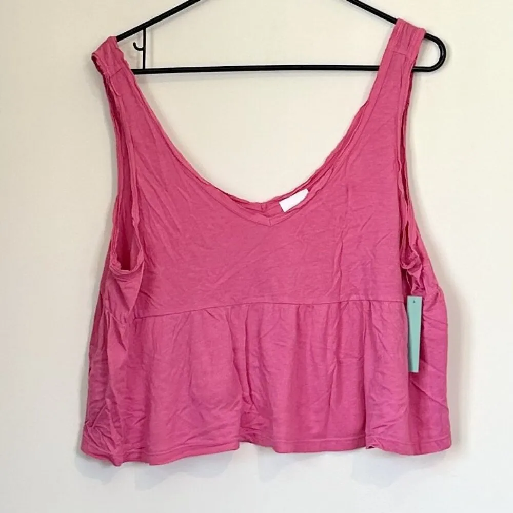 NWT Abound by Nordstrom Pink Sleeveless V-Neck Babydoll Tank Top - Large - Image 2