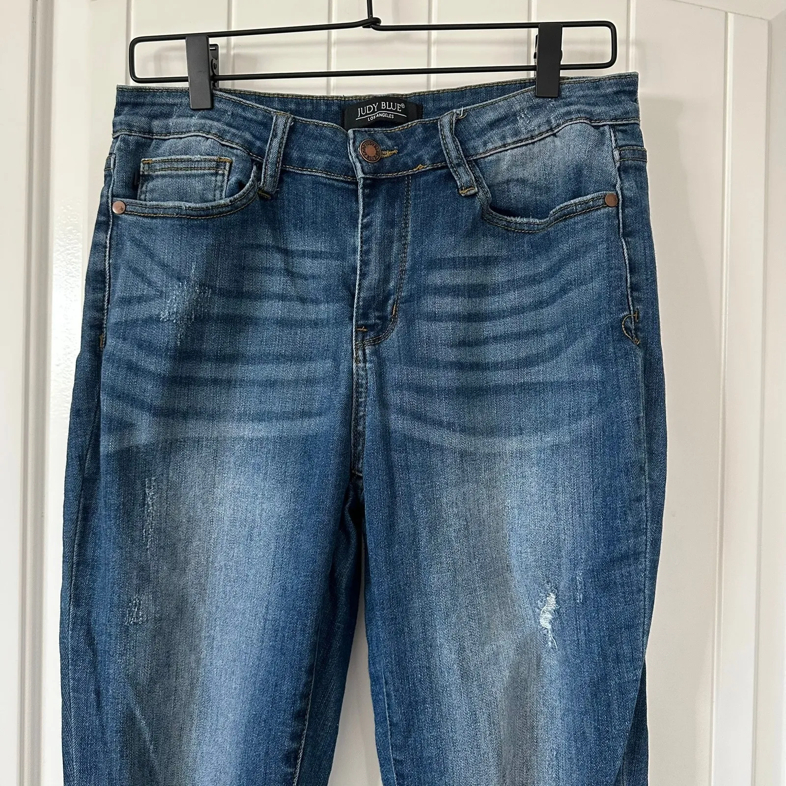 Judy Blue Distressed Relaxed Fit Jeans Medium Wash Denim Size 31 - Image 2