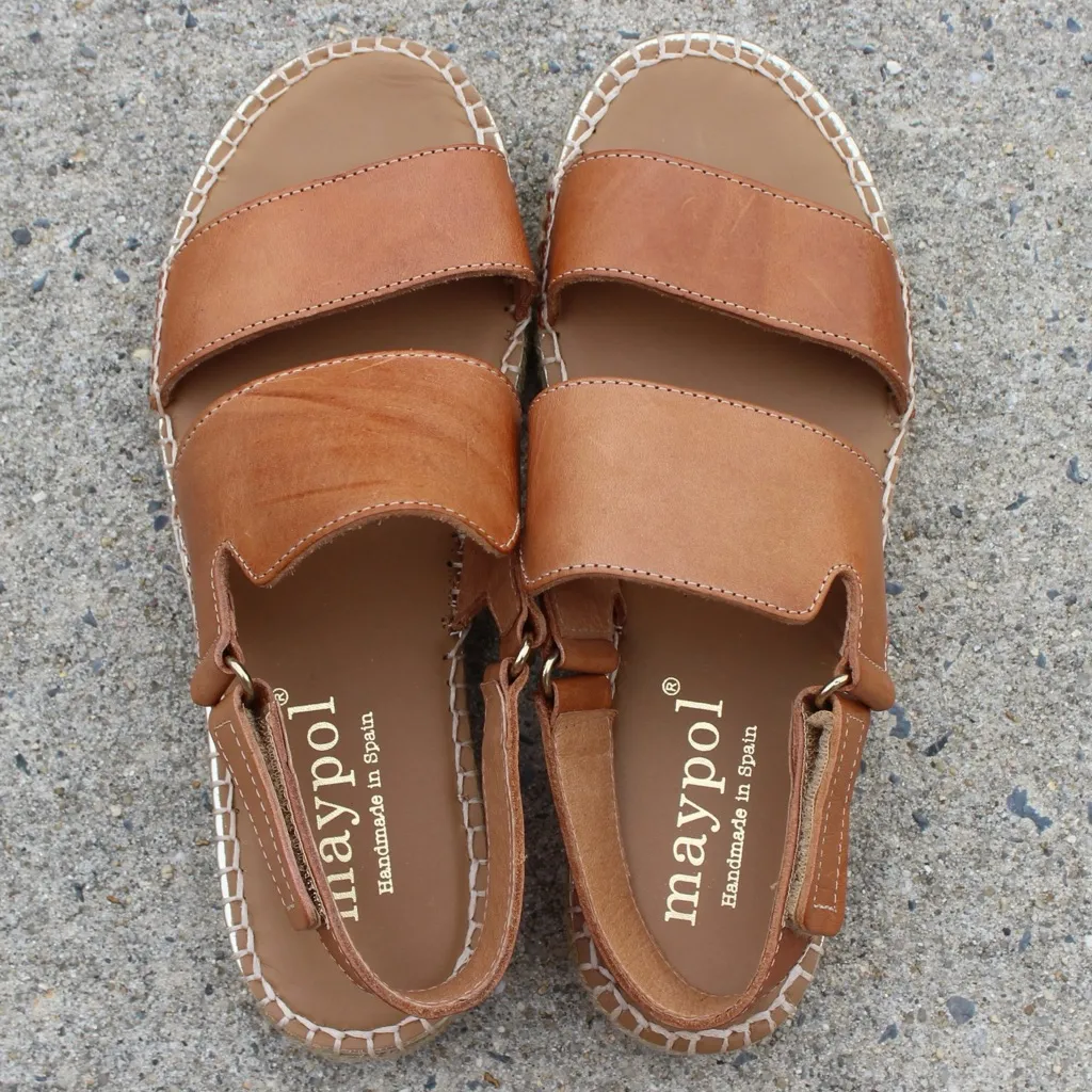 Maypol Women's Brown Leather Flat Sandals Sz 8 (38) - Image 6