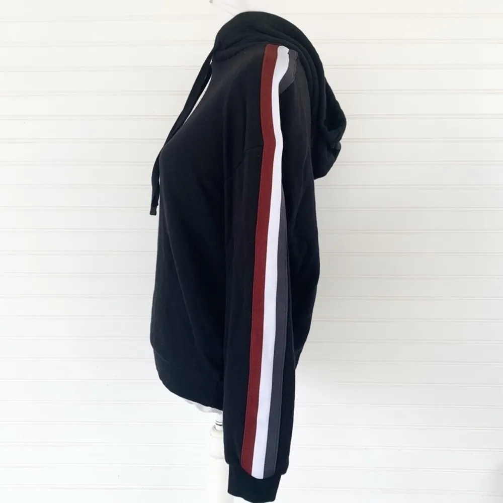 Black Hoodie with Red and White Stripes - Image 3