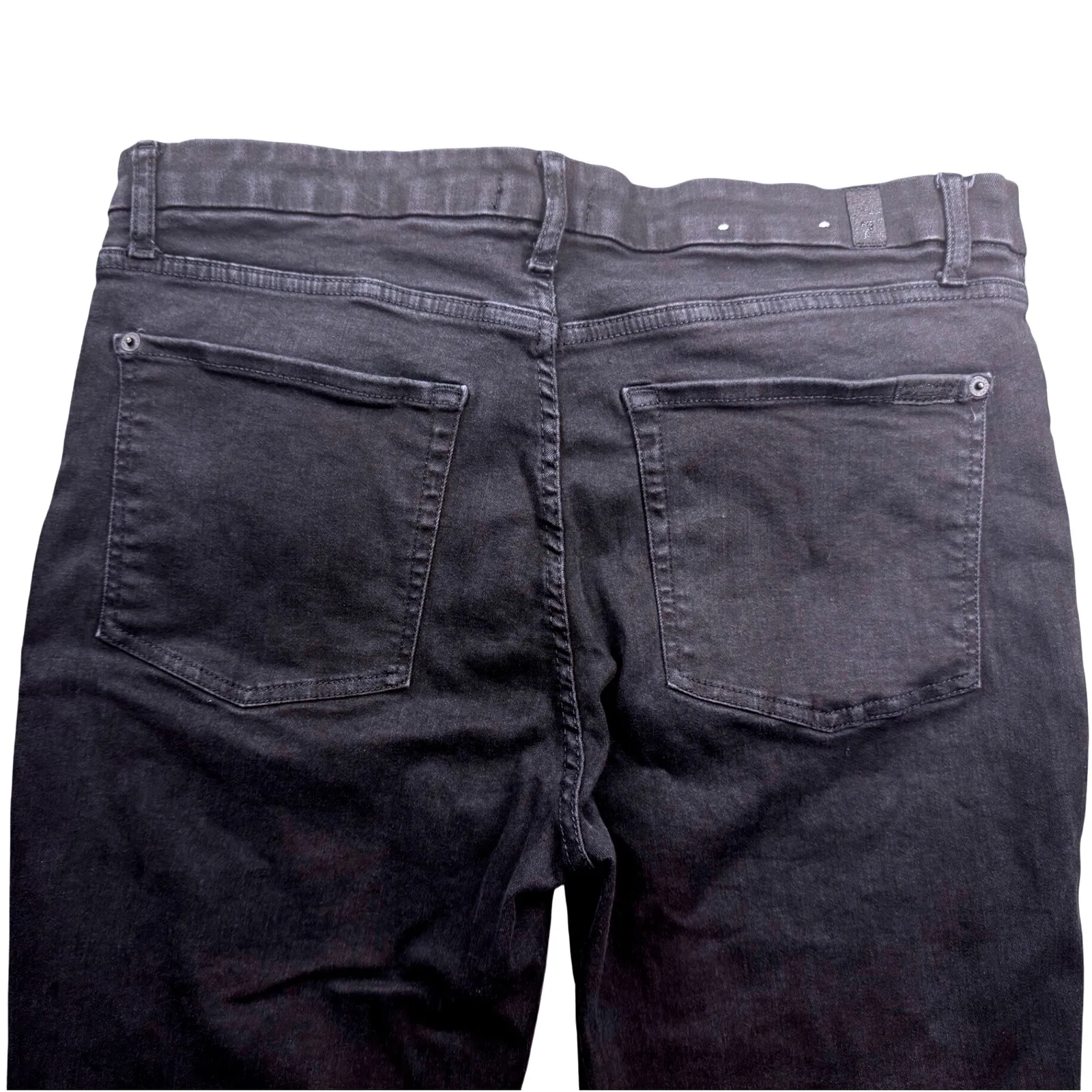 7 For All Mankind Womens Ankle Skinny Jeans Black Size 33 Denim Frayed Hem - Image 13