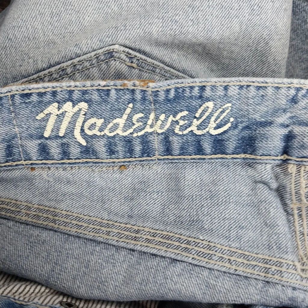 Madewell Distressed Light Blue Denim Raw Rolled Hem Shorts - Image 9