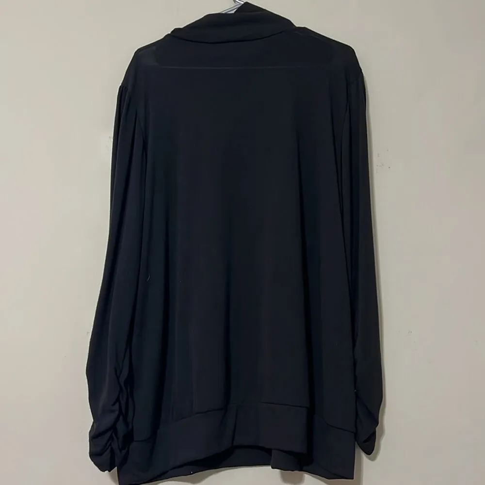 Ashley Stewart 22/24 plus size long sleeve black tunic high neck ruched sleeves - Image 4