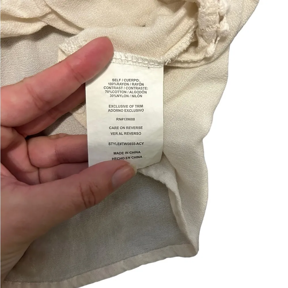 TAYLOR & SAGE Lace Inset Balloon Waist Woven Long-Sleeve Top size Large - Image 5