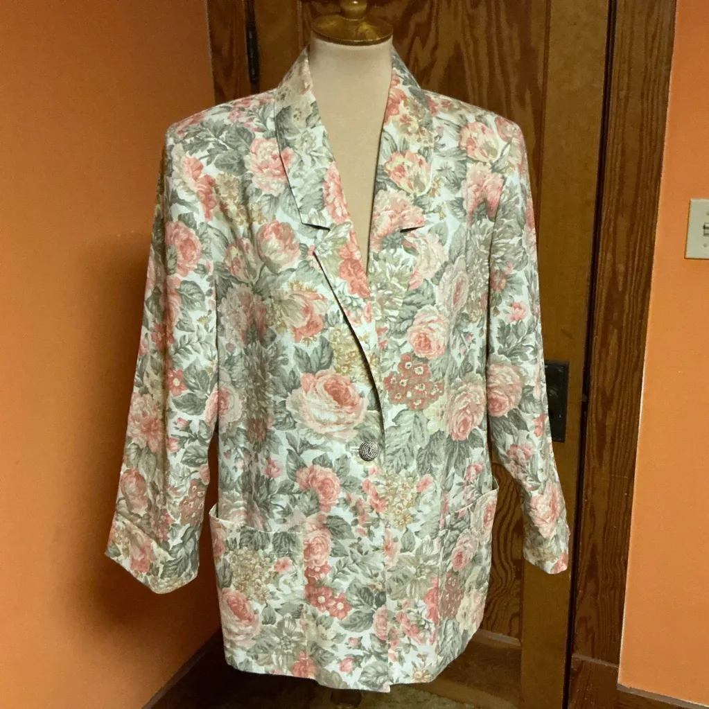 Vintage Cottagecore Floral Blazer Women’s Romantic Jacket Size 10 - Image 10