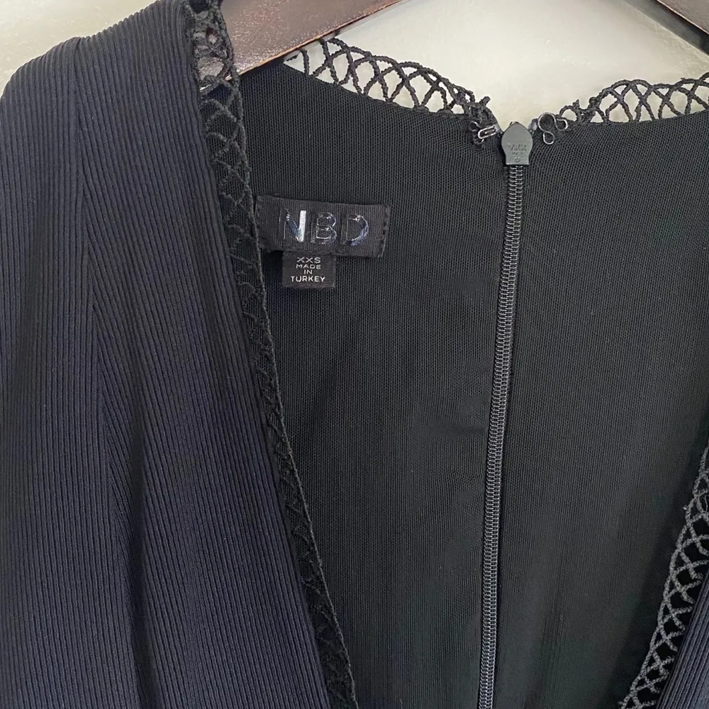 NBD Revolve Unforgiven Ribbed Lattice Dress Black - Image 5