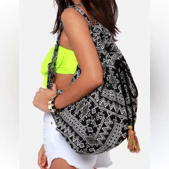 Billabong Sandy Streets Black and White Print Backpack Summer Beach - Image 2