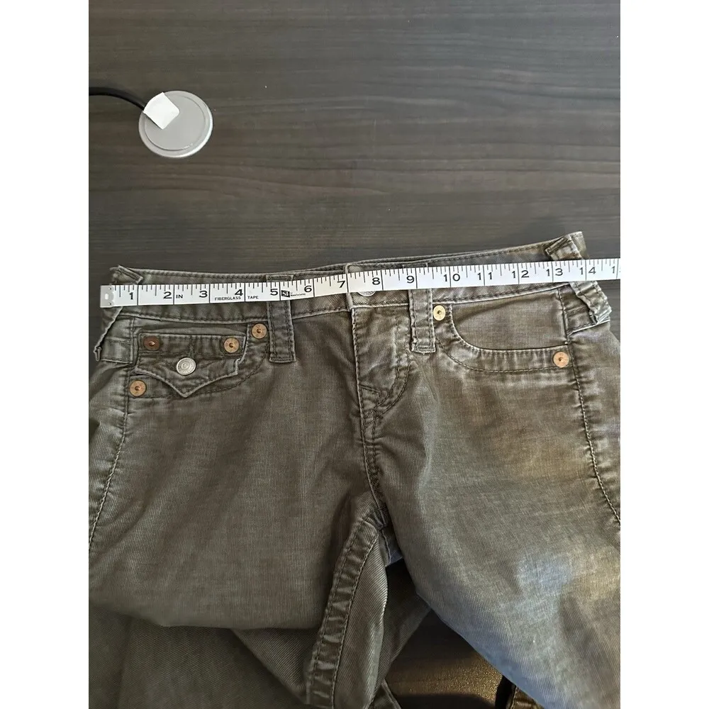 True Religion Womens 26 Becky Skinny Jeans Green Tan Color Y2K Retro Festival - Image 9
