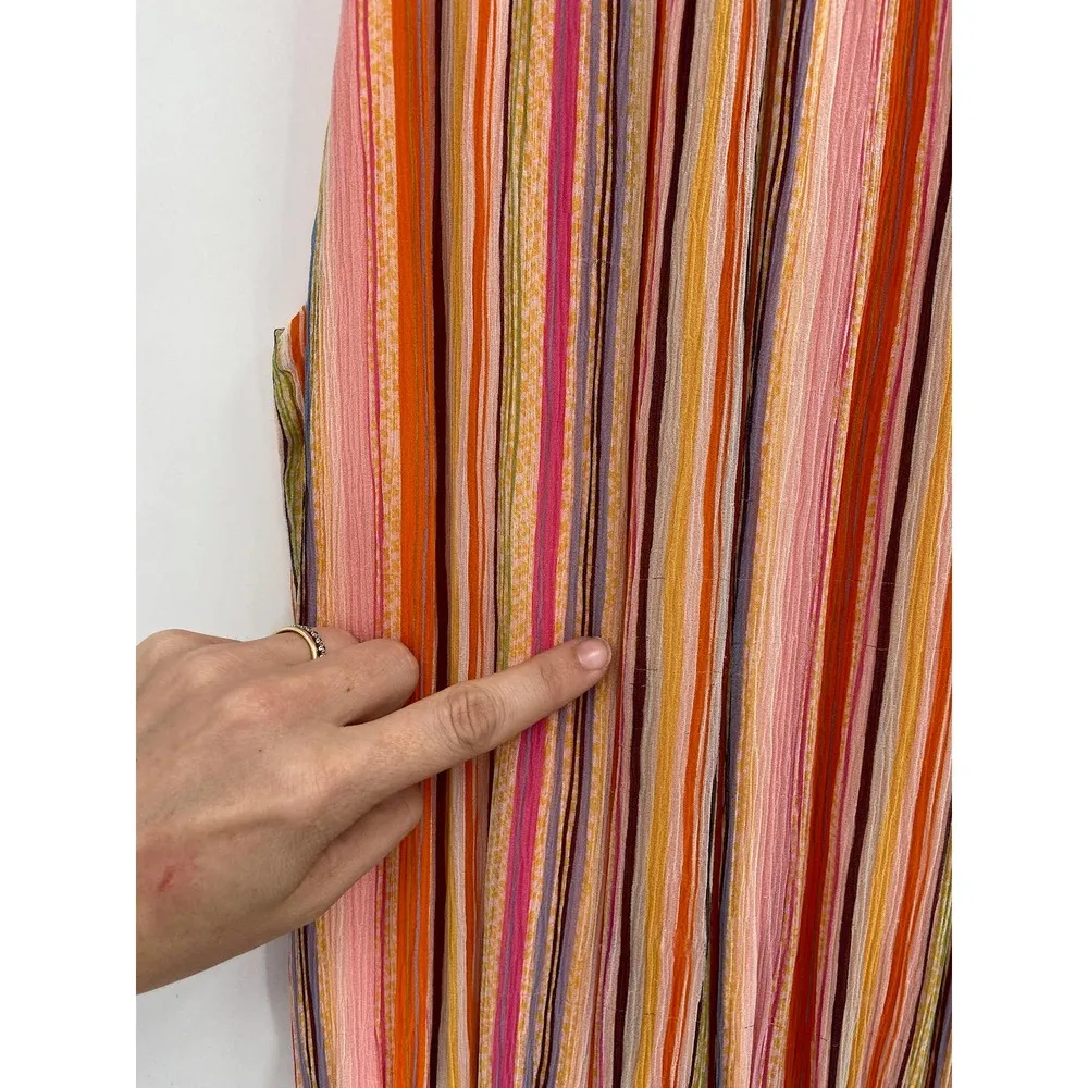 Ramy Brook Tobie Striped Smocked Waist Sleeveless Orange Multicolor Mini Dress - Image 4