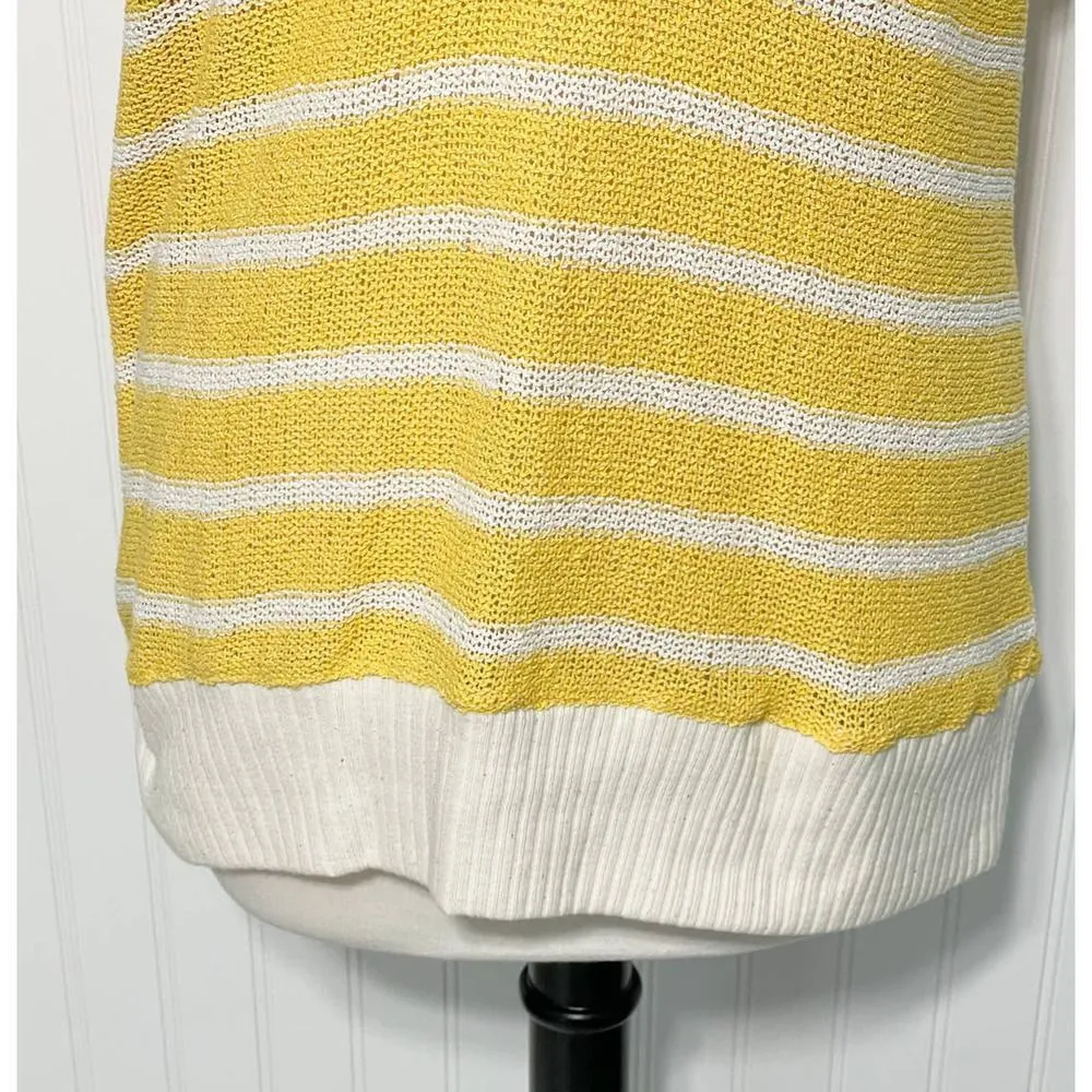 Zara Oversized Striped Knit V-Neck Sweater‎ Vest Sleeveless Yellow White Small - Image 5
