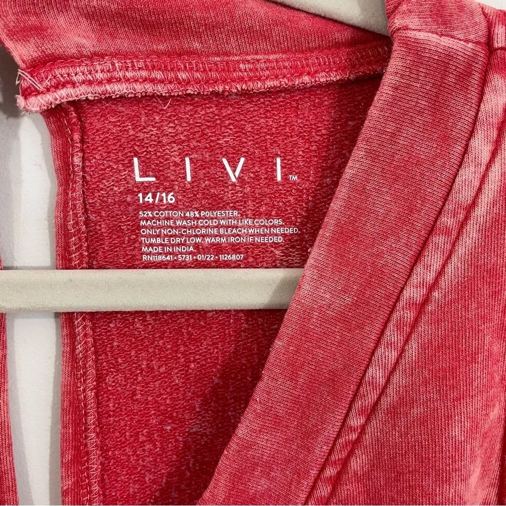 NWT Lane Bryant Livi Red Tie Dye‎ Jumpsuit Sleeveless Cropped Jogger Size 14/16 - Image 4