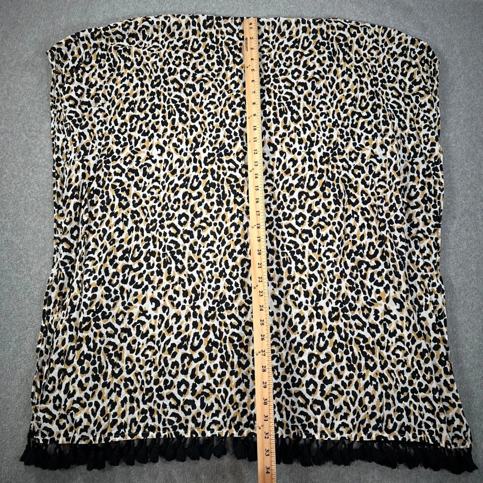 J.Crew Leopard Print Fringe Swim Coverup Women's X-Large V-Neck Vacation AW731 - Image 8