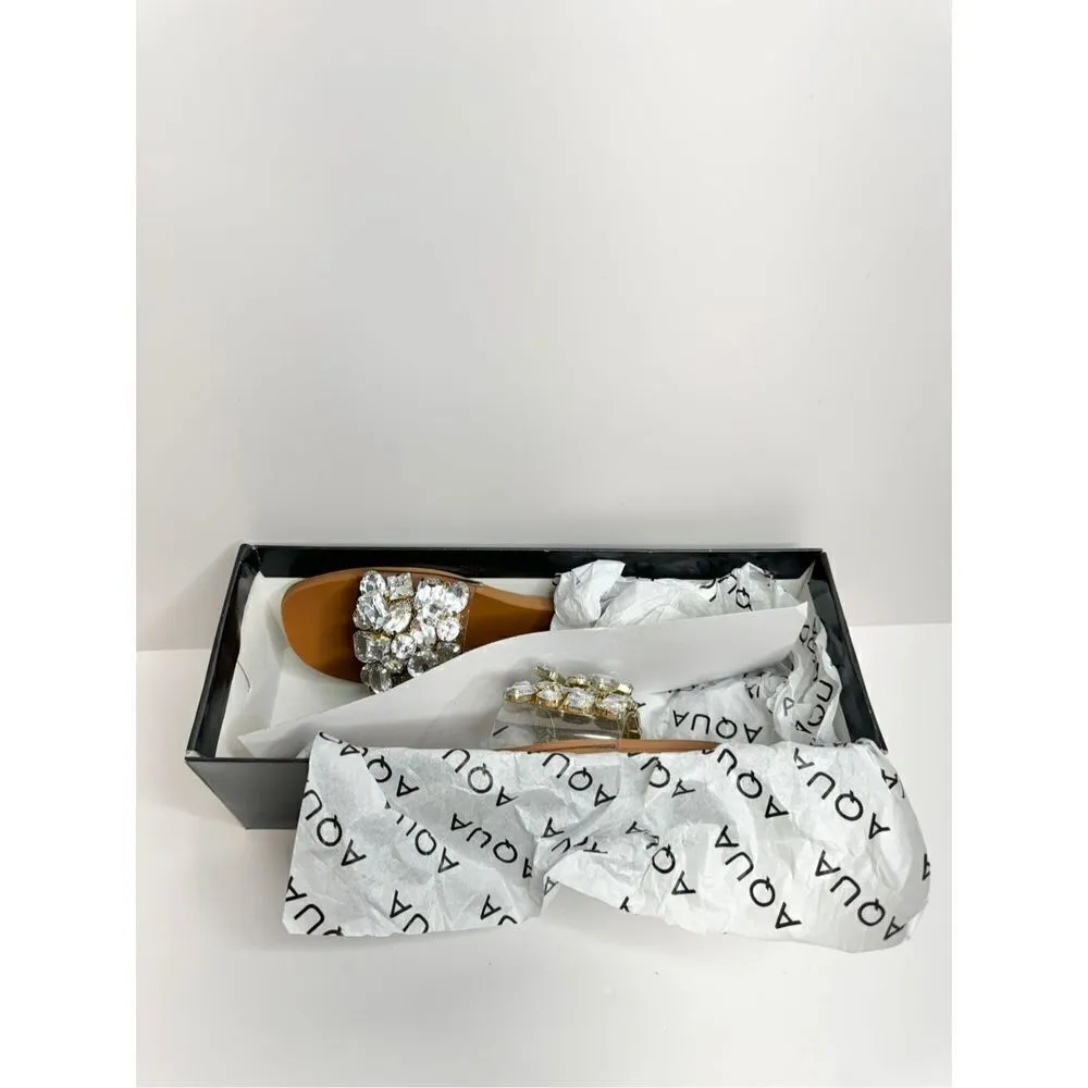 AQUA Sandals Womens Size 6 Embellished Open Toe Summer Slides NEW - Image 10