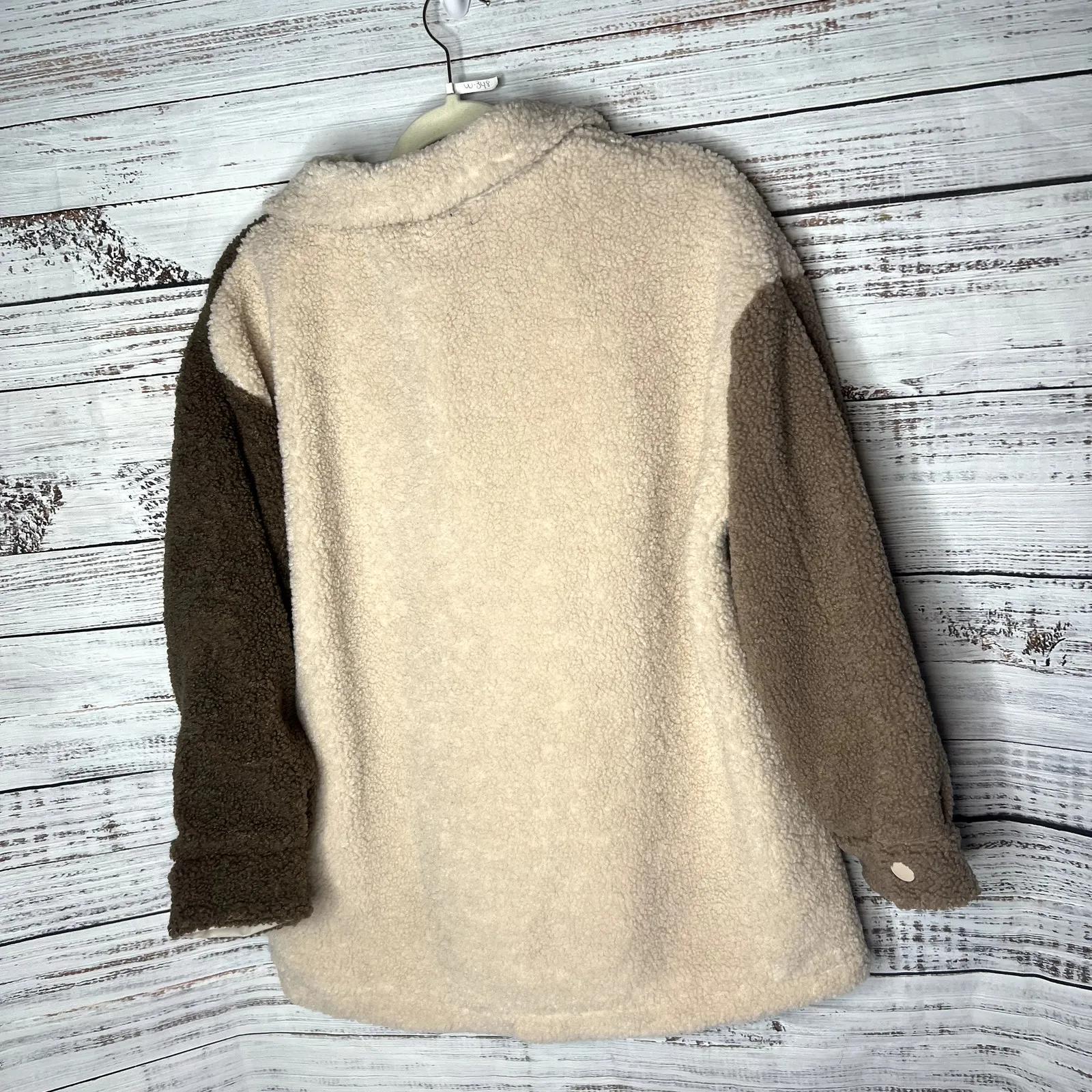 Entro Sherpa Colorblock Shacket Jacket Small Over Sized - Image 3