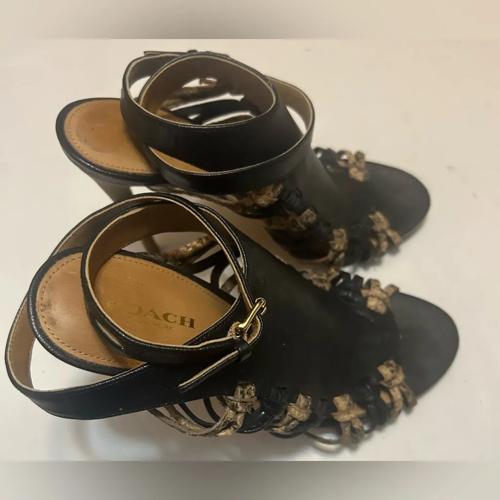 Coach Black and Tan Leather Heels - Image 2