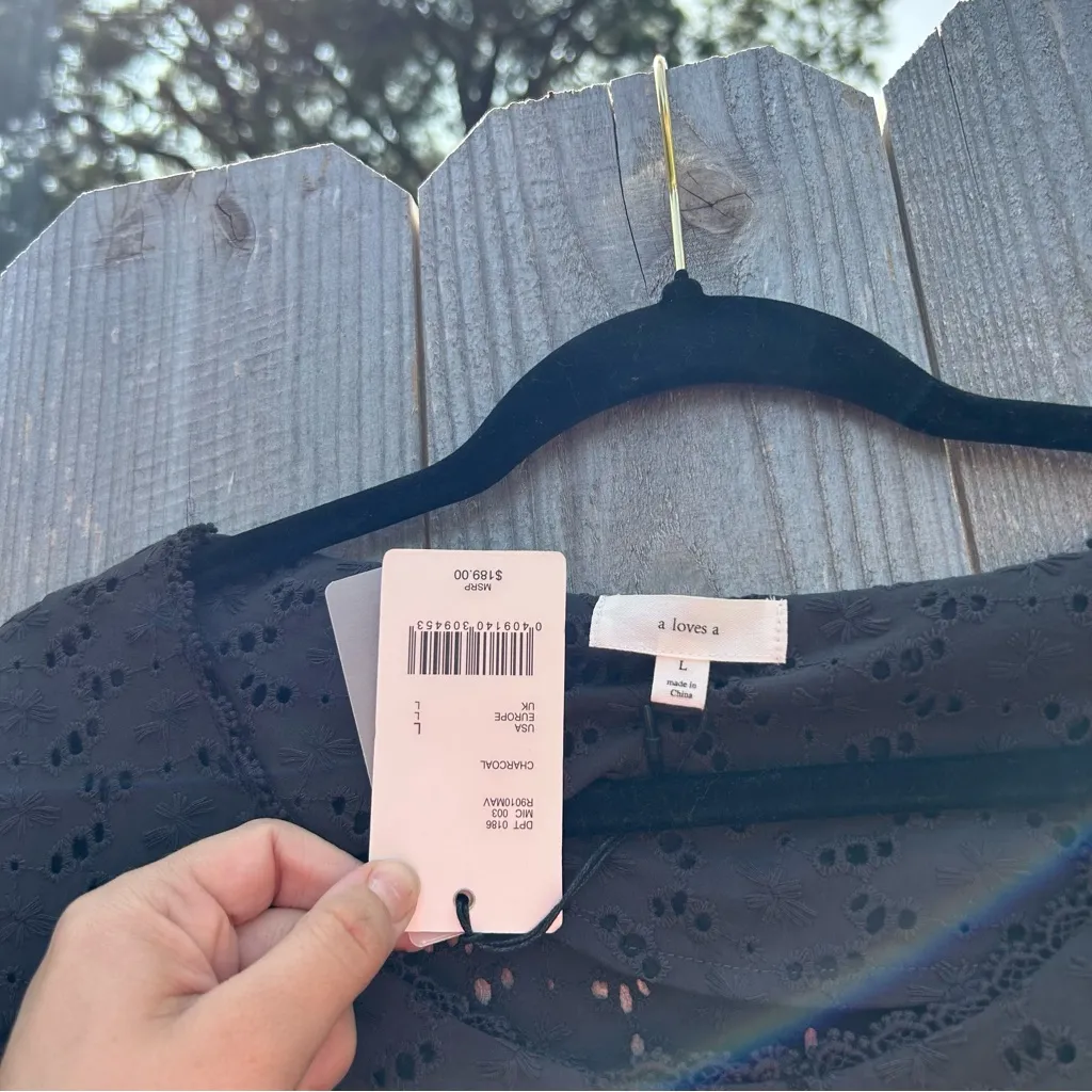 NWT A Loves A Black Eyelet Button‎ Down Wide Leg Jumpsuit SIZE LARGE - Image 9