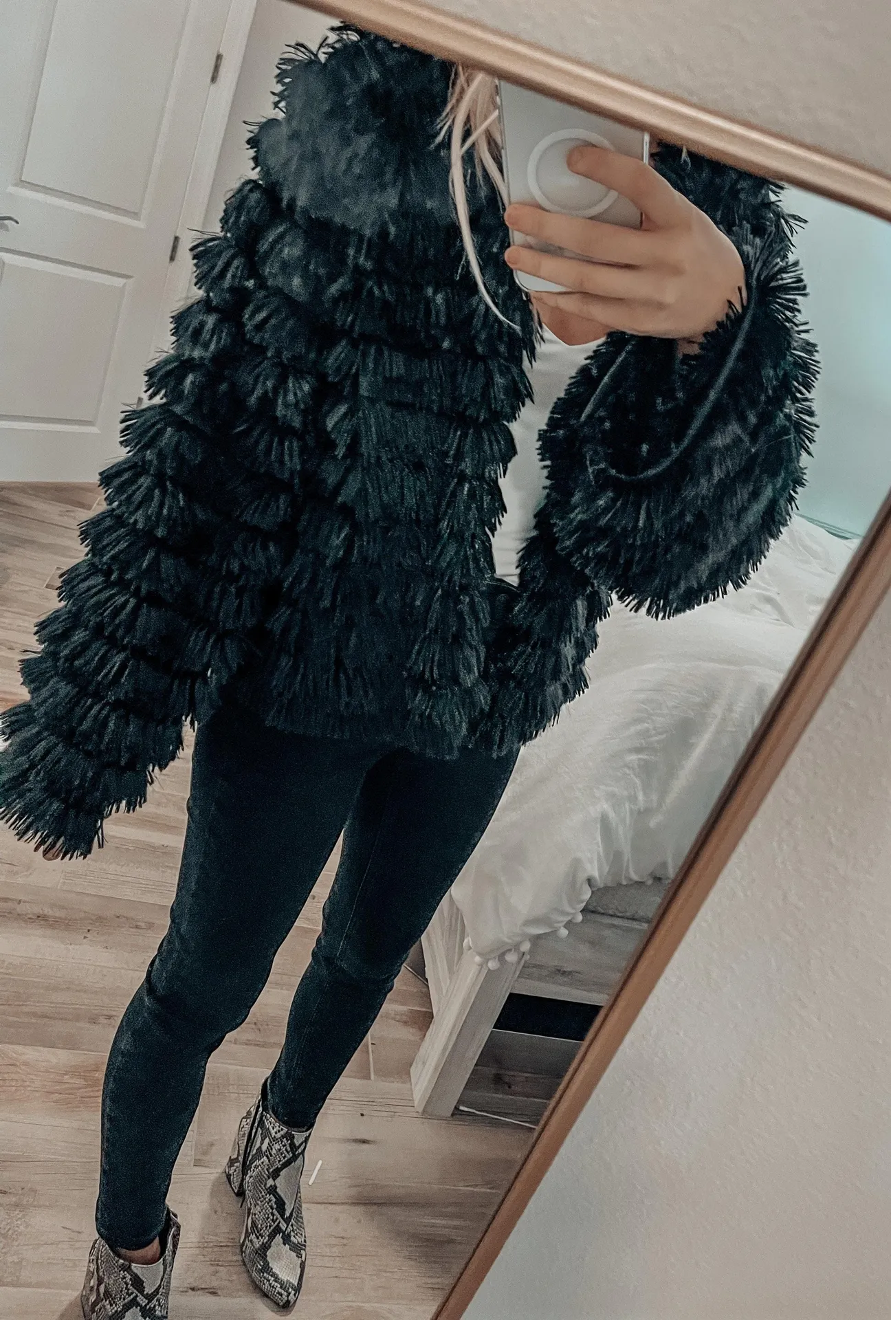 Boutique Black Fuzzy Jacket - Image 2
