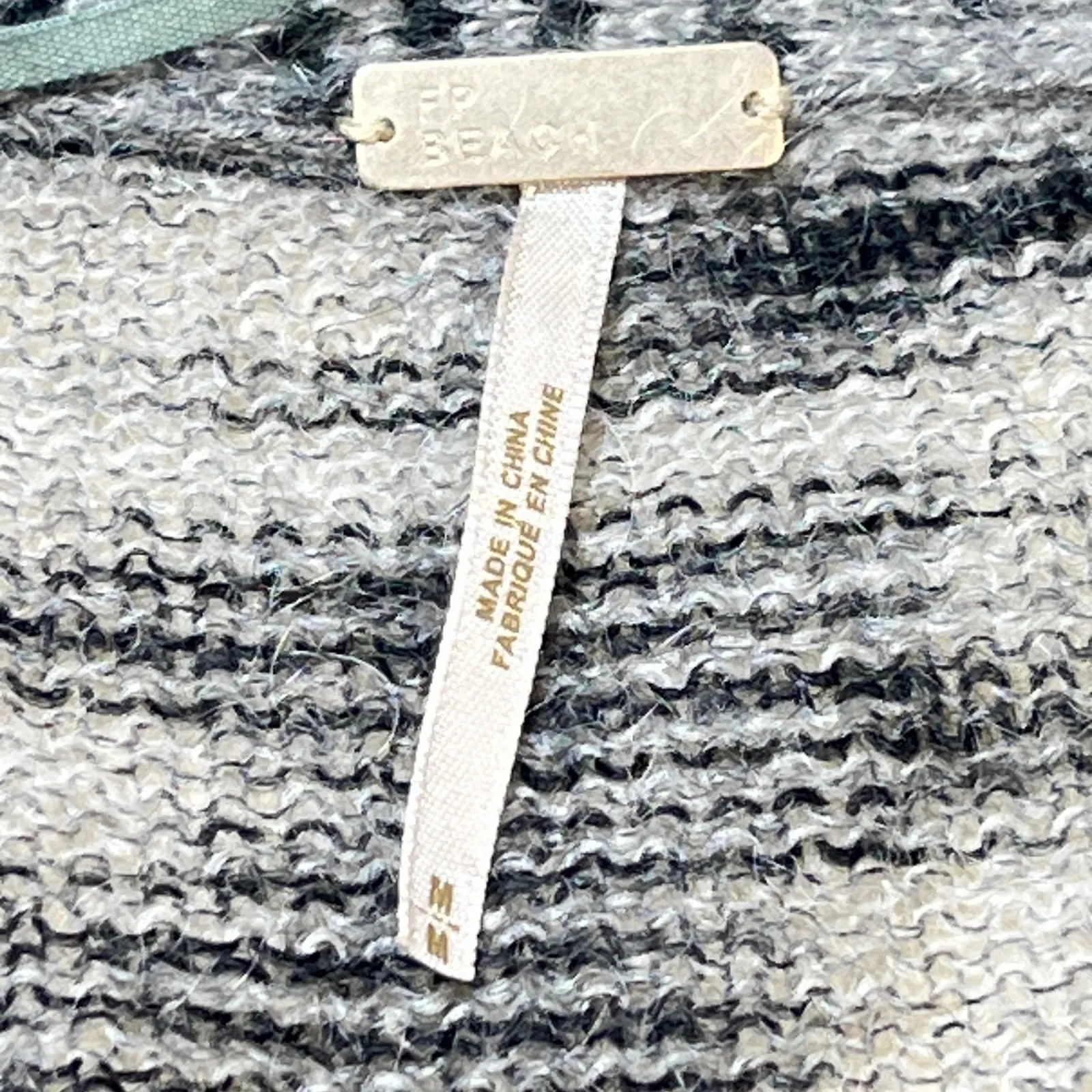 Free People Beach Cardigan Gray Black Striped Knit Button Up Sweater M - Image 2