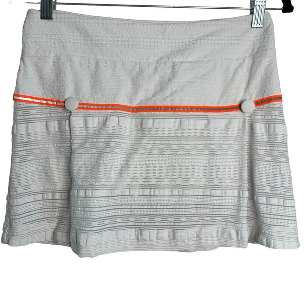 L’etoile Sport White Lace Textured Tennis Golf Mini Skirt Skort - Image 3