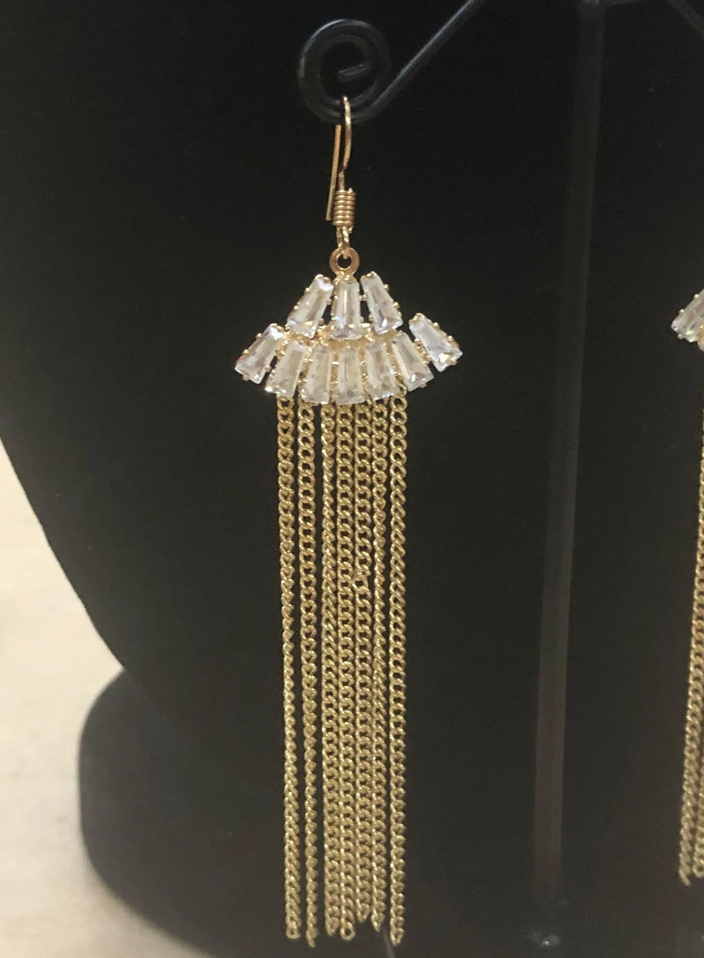 Golden Dangling Earrings Gold - Image 5