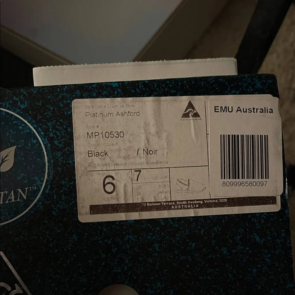 NEW!! EMU Australia Slippers Black Platinum Ashford size 7 - Image 3