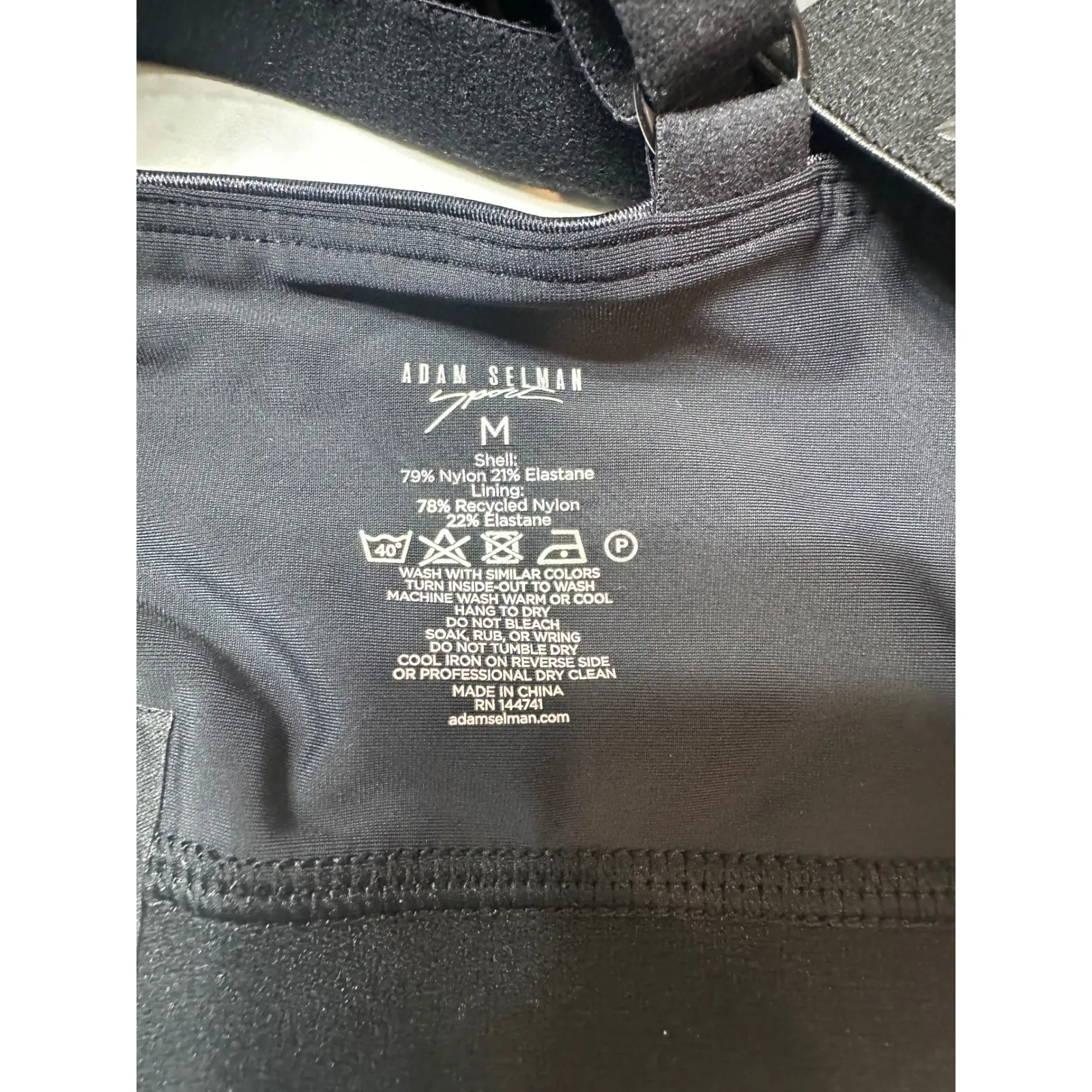 Adam Selman Sport Black Bra Top Medium Logo Band Minimal Athleisure Activewear - Image 5