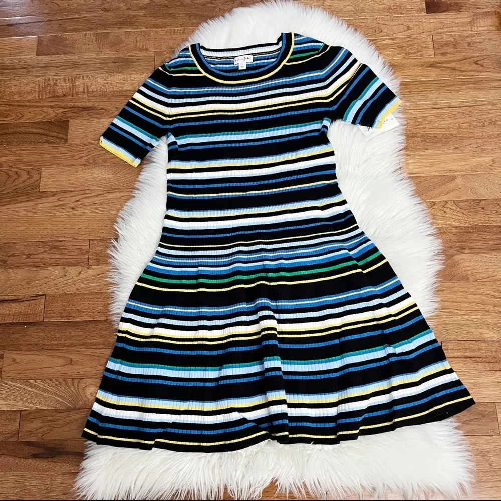 Maison Jules Colorful Striped A-Line Sweater Dress - Image 3