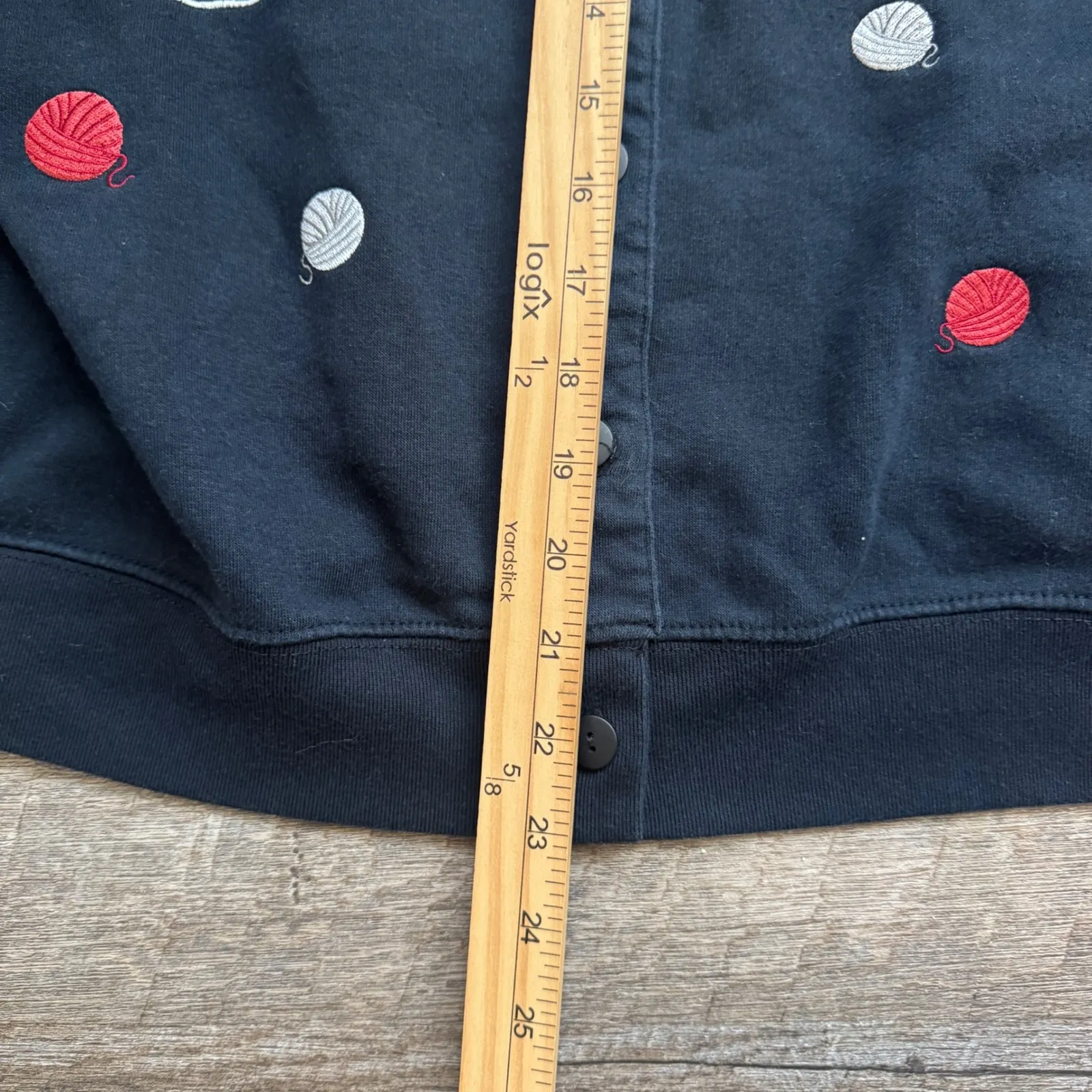 Shenanigans Women Blue Button Up Cat Yarn Embroidered Granny Sweater Cardigan L Size L - Image 4