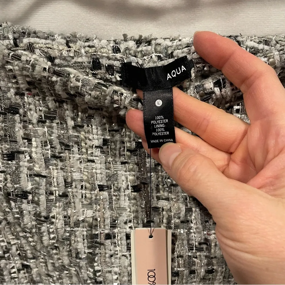 Y2k style cute Aqua chunky tweed metallic thread NWT micro mini skirt - Image 4