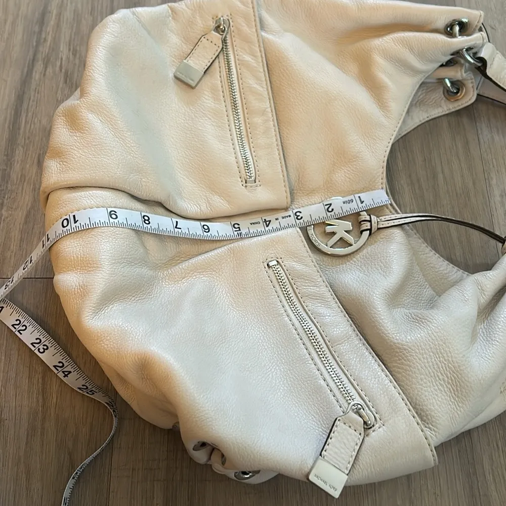 Shoulder Bag Leather Hobo Slouchy Off White Color Handbag - Image 15