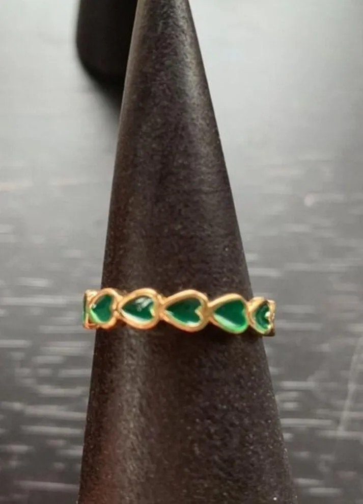 Set of 4 Green Heart Rings - Image 7