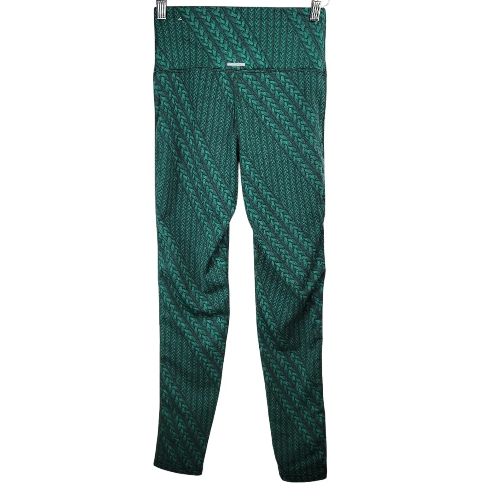 Aerie Women's High Waisted‎ Leggings Green Cable Knit Print Size Medium - Image 2