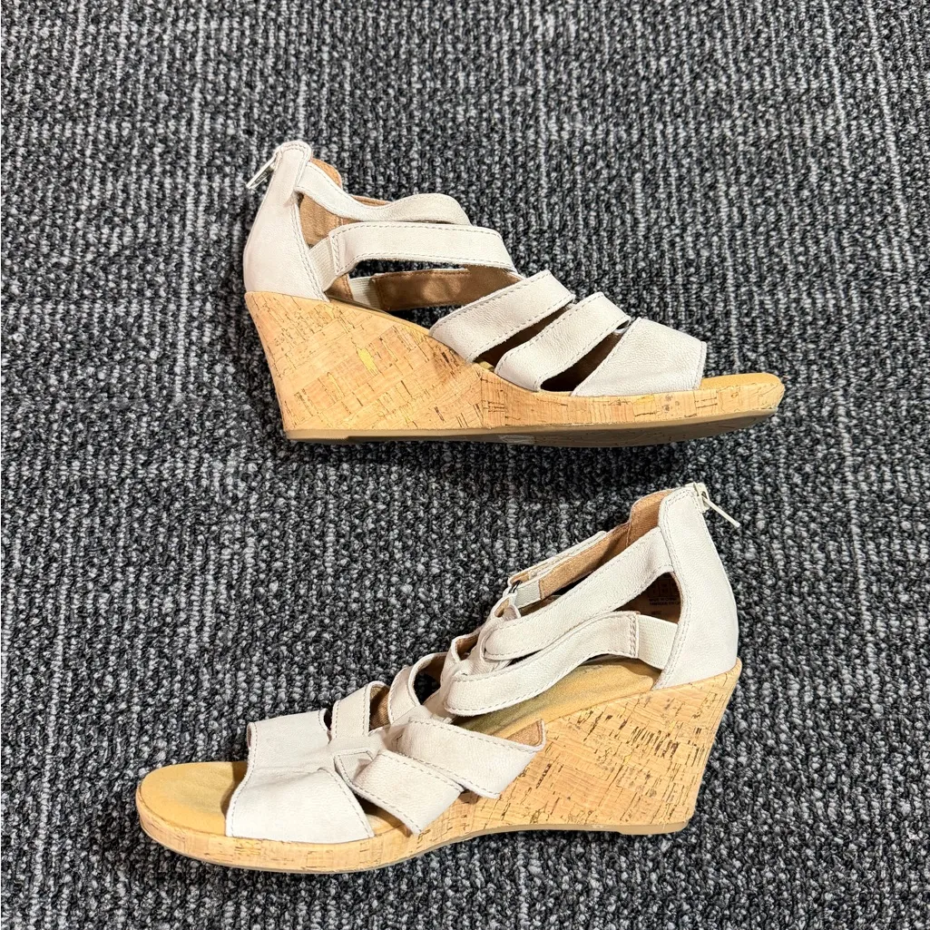 Women's Size 8 M Rockport Briah 3' Wedge Gadiator Sandals Taupe White - Image 4