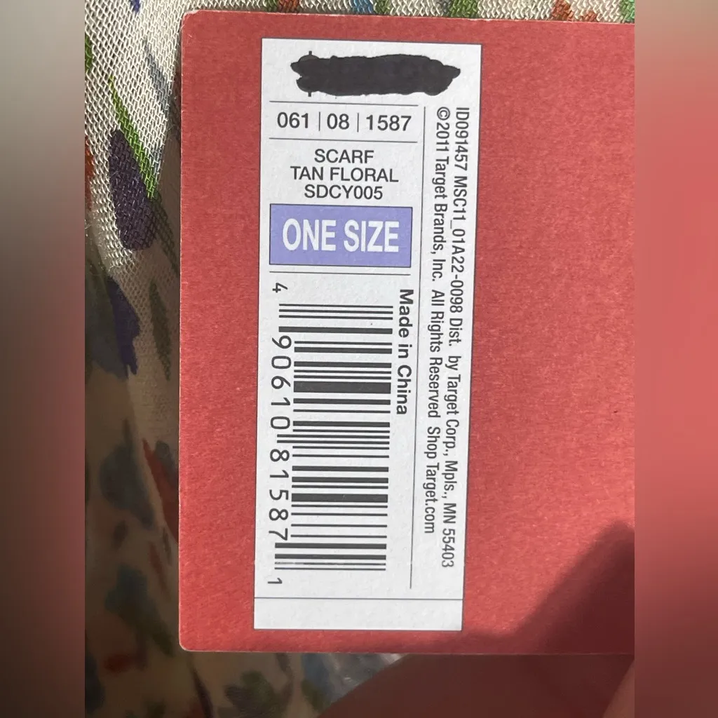 Mossimo Supply Co Tan Floral Sheer Scarf Wrap Shawl 100% Rayon One Size NWT Red - Image 7