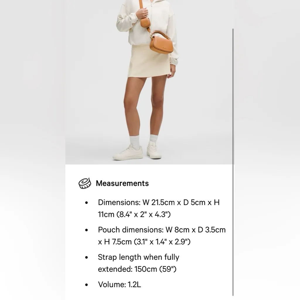 Lululemon NWT Cactus Leather Mini Crossbody Bag & clippable Pouch Brown & Gold - Image 6