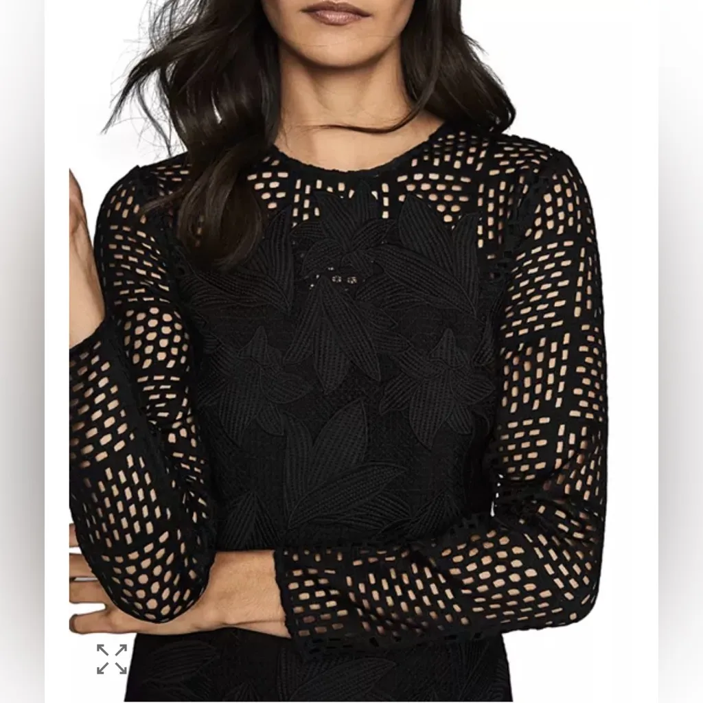 REISS
Baptiste Illusion Lace Fit & Flare Dress - Image 7