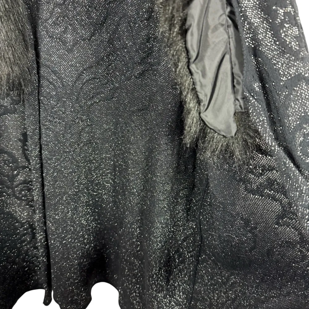 Catherines Vintage Y2K Sparkle Faux Fur Collar Cardigan Black 1X - Image 7