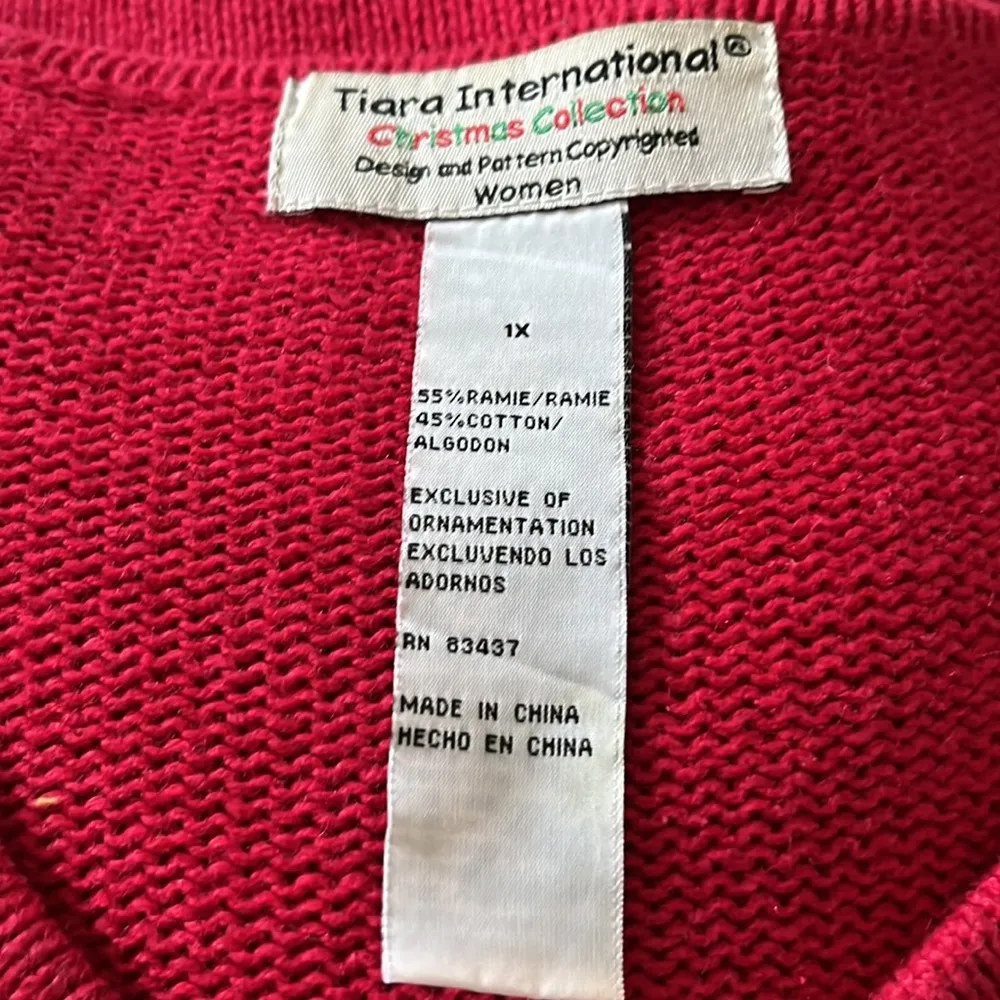 Tiara International Embellished Christmas Holiday Full Zip Cardigan Sweater - Image 5