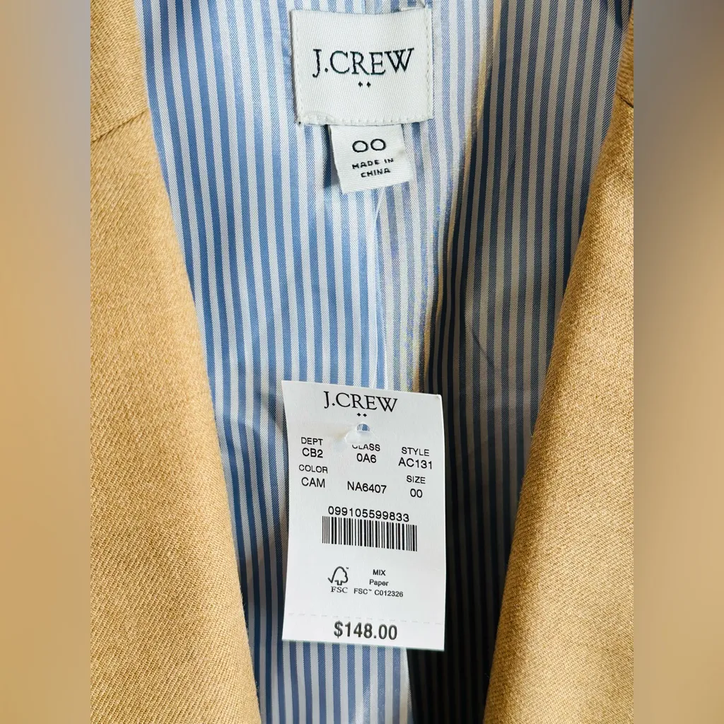 J. Crew Classic Schoolboy Wool Tan Camel Brown Blazer Jacket NWT - Image 10