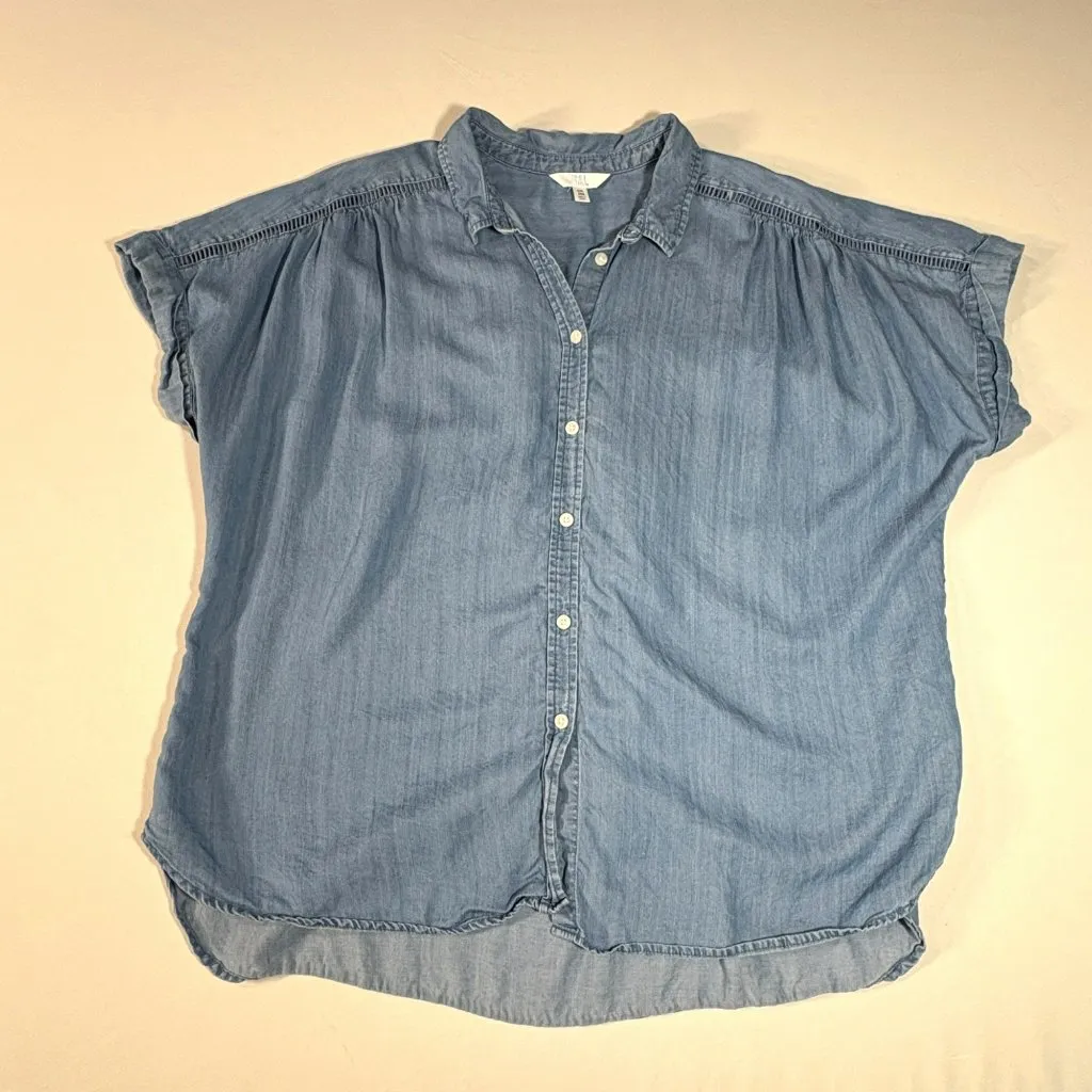 Womens XXL Time & Tru Chambray Button-Down Shirt - Image 4