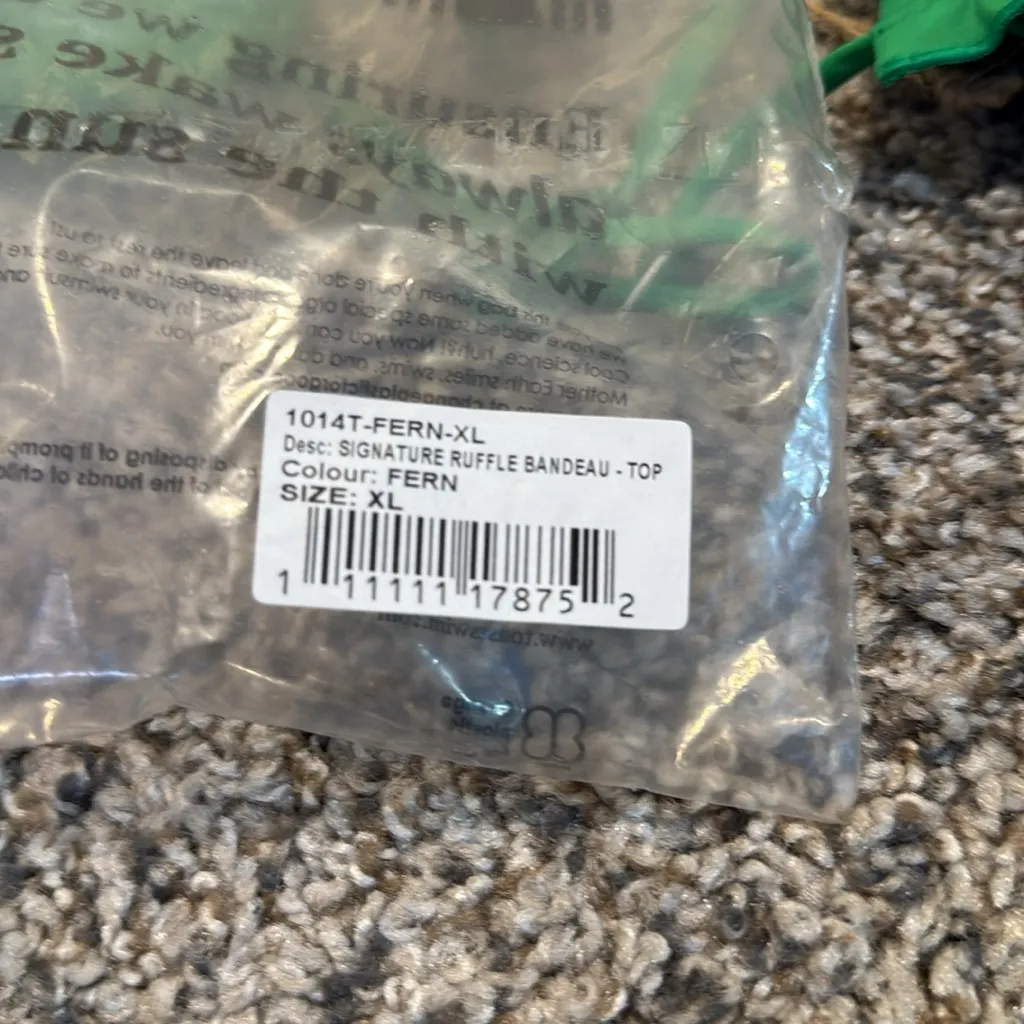 Free People x Toast Swim Green Fern Ruffle Bandeau Bikini Top XL NWT - Image 6