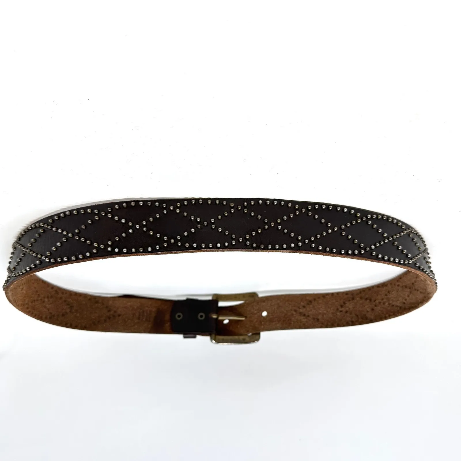 Old Navy 1.5" Studded Leather Belt Brown XL‎ - Image 3